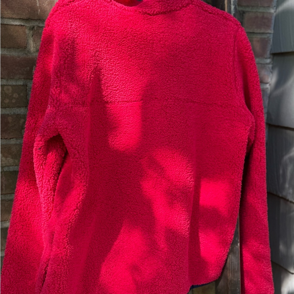 Columbia Woman’s Vibrant Red Sherpa Teddy Zip Up, XL - Picture 7 of 8
